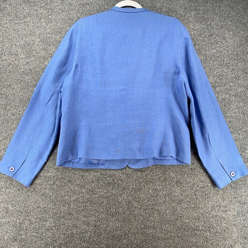 Talbots Blazer Jacket Womens 16 Linen Blue Button Up Ladies Academia Preppy - Picture 4 of 11