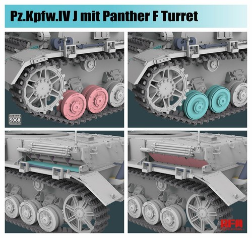 Rye Field RM-5068 1/35 Pz.Kpfw.IV Ausf.J mit Panther Ausf.F Turret - Foto 3 di 4