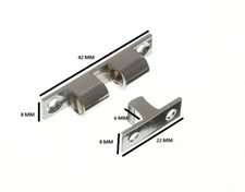 Adjustable Double Sprung Ball Catch Latch Chrome 42mm + Fixings Pack 200