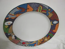 VITROMASTER METROPOLITAN STONEWARE ART DECO 1991  FACES  PLATTER CHOP PLATE 12" 