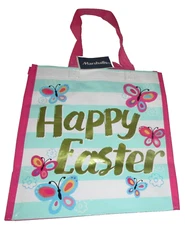 EASTER Reusable Tote Bag ~ 10" x 11" x 6" ~ HAPPY EASTER w/ DRAGONFLIES By Mar