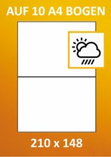 20 FOLIEN ETIKETTEN 210 x 148 MM AUF 10 A4 BOGEN WEISS SELBSTKLEBEND WETTERFEST