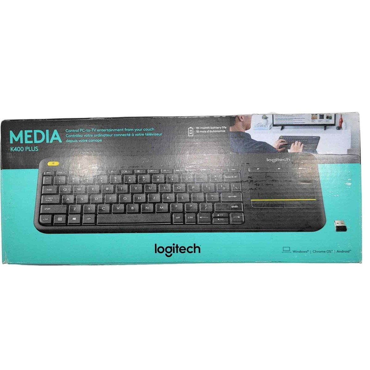 Logitech Wireless Touch Keyboard K400 Plus with Easy Media Control
