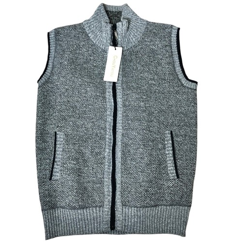 Herren Pullover Weste klein grau schwarz kariert gefüttert Reißverschluss kuschelig Grandpacore Academia