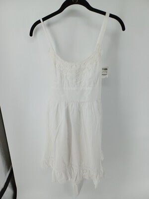 white lace dress charlotte russe Charlotte Russe VTG White Floral Lace Long Sleeve Mini Dress Scoop Back Large