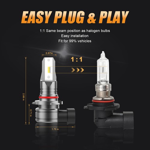AUXBEAM Fanless 9006 LED Fog Light Bulbs Replace Halogen Lamp Super Bright 6000K - Imagen 7 de 12