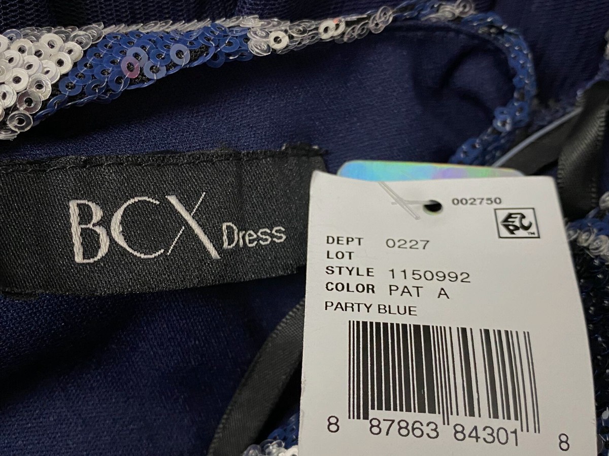 ブルース BCX Juniors' Women's Blue Sequins One-Shoulder Mesh Skirt Dress