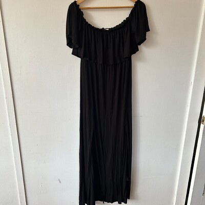 DIVIDED Whimsigoth Maxi Dress Womens 12 Black Off the Shoulder Grunge Fairy