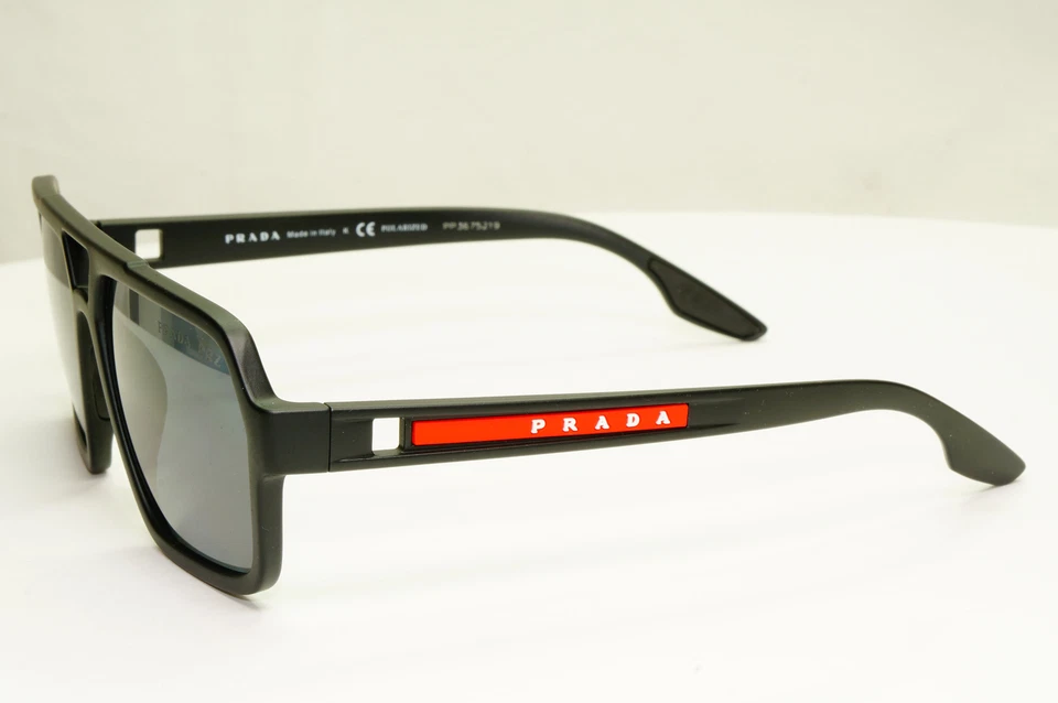 Prada Black Polarised Sunglasses Square Mens Designer SPS 01X PS01XS DG0-02G - image 3 of 4