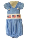 NWT Pleats & Stitches Smocked Flags Ruffle Fanny Bubble Girl's Size 3 Months