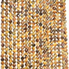 3MM YELLOW TIGER EYE GEMSTONE GRADE AAA MICRO FACETED ROUND LOOSE BEADS 15"