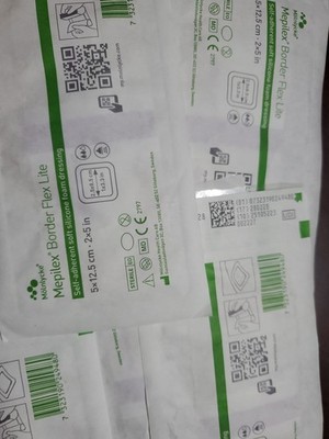 50 Mepilex Border Flex Lite 5cm×12.5cm Soft Silicone Foam Dressing, 2028