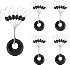 240PCS Fishing Rubber Bobber Beads Stoppers Float Sinker Stops Blac