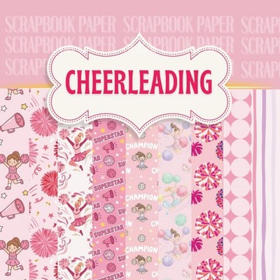 Cheerleading scrapbook paper with cute pom pom, star, retro patterns | Exchange
