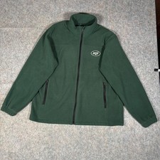 NFL New York Jets Fleece Jacket Mens XL Green Full Zip Embroidered Logo Jumper