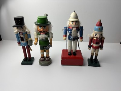Lot 4 Vintage Wood Nutcracker Soldiers Christmas German Decoration Music Box 1A