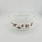 Vintage Pyrex Early American 472 Casserole Dish White/Brown 1.5 Pint & 470-C Lid
