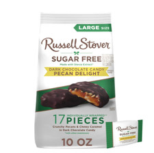 RUSSELL STOVER Sugar Free Dark Chocolate Pecan Delights Candy, 10 oz. bag
