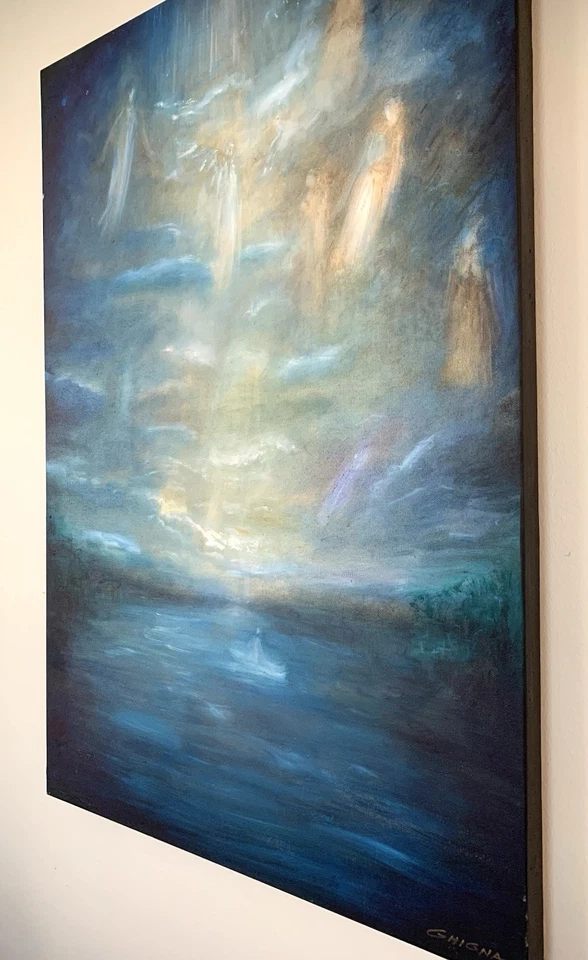 Оригинальная художественная картина маслом холстом «Вознесение душ» 36x24» подписанный чип Гинья - Изображение 3 из 3