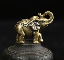Brass Elephant Figurine Mini Animal Statue Table Office Home Decoration Toy Gift