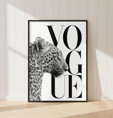 Leopard Vogue Wandbilddruck | Luxus Mode Monochrom Poster