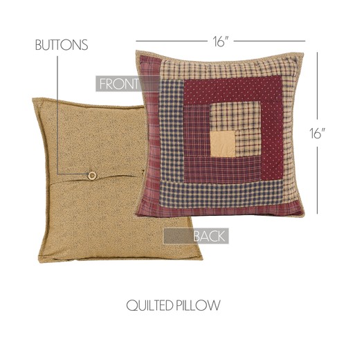 Rustic 16"x16" Pillow Red Patchwork Millsboro Cotton Bedroom Decor VHC Brands - Picture 2 of 6