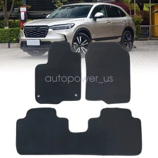 Fits 2023 2024 2025 Honda HR-V Front & Rear Floor Mats Carpet Velour Black 3Pcs