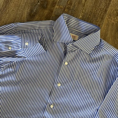 Alessandro Gherardi Shirt Mens 16 41 Blue White Stripe Mr Sid Made Italy Dress