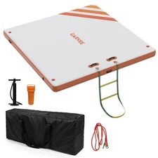 10x10 FT Inflatable Floating Dock, Floating Island Raft Platform Dock w/Ladder