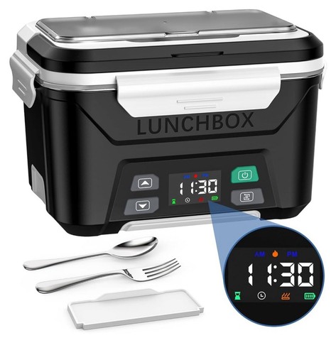 Battery-Powered Electric Lunch Box with Removable Divider & Leak-Proof Design