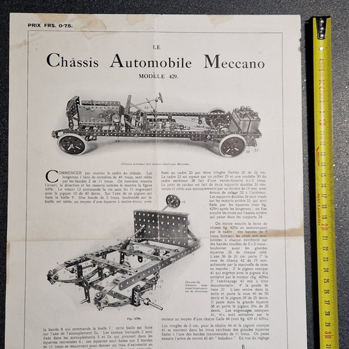 MECCANO très rare GRANDE NOTICE super modèles CHASSIS AUTOMOBILE 43 cm x 28 cm - Photo 4/10