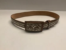 Tan Leather Embroidered Ivory Horse Theme Western Cowboy Belt  Youth/Womens 24
