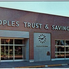 c1960s Indianola, IA Peoples Trust & Savings Bank Chrome Postcard Simpson A101