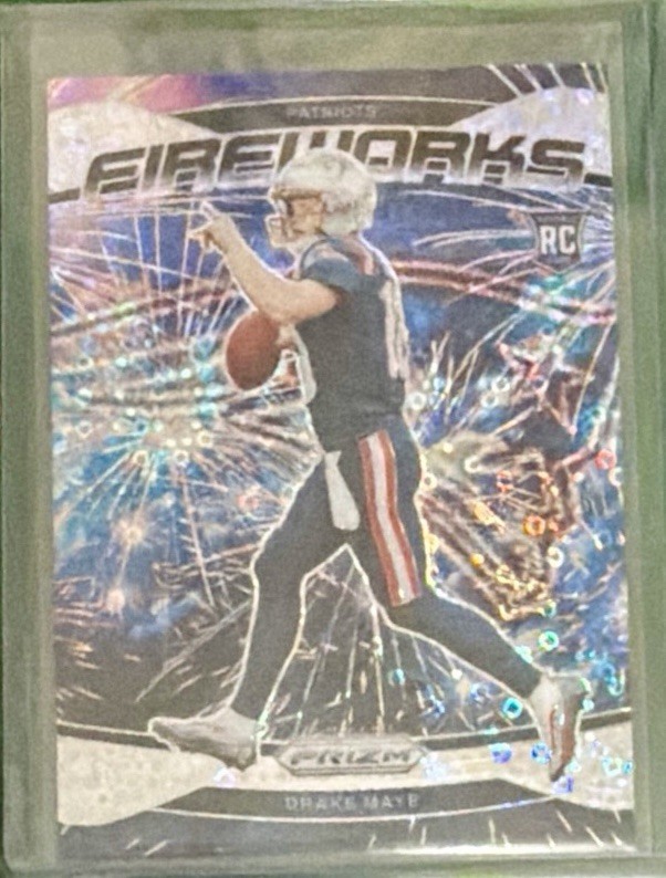 2024 Panini Prizm - Fireworks Drake Maye #22 No Huddle Prizm (RC)