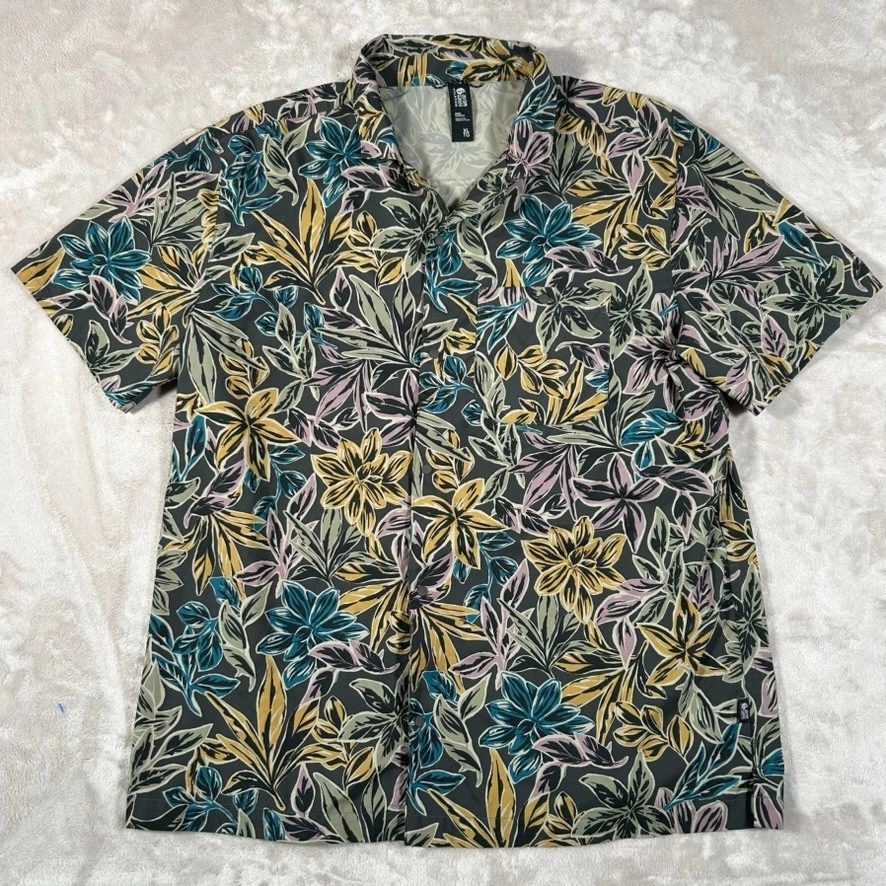 NWOT Mountain Hardwear Trail Sender Camp Shirt Mens XL Floral Vented Snap Button