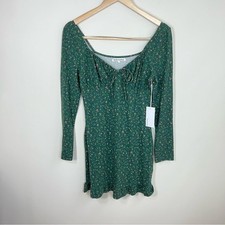 NWT Reformation Anjeline Green Floral Knit Long Sleeve Mini Dress Large