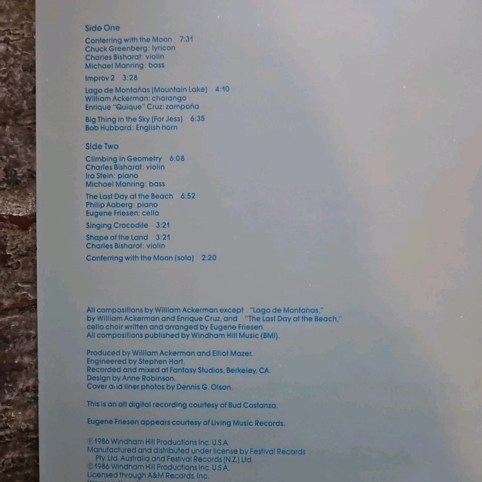 Conferring with the Moon - William Ackerman guitar LP Vinyl WINDHAM HILL NM - Image 3 of 3