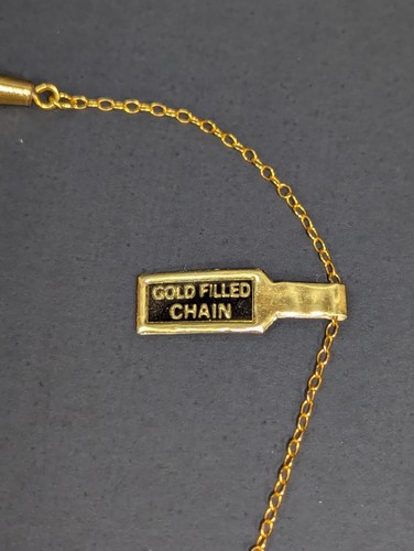 Collana vintage catena piena d'oro 15" barra e ciondolo perline - Foto 13 di 24