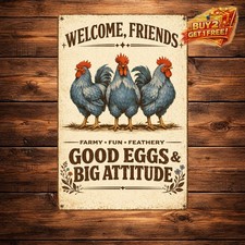 Welcome To Our Coop Garden Tin Metal Sign 8x12 Rustic Farm Wall Decoration