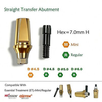 US Titanium Straight Abutment Ti Cemented Abutment Compatible Osstem Hiossen TS