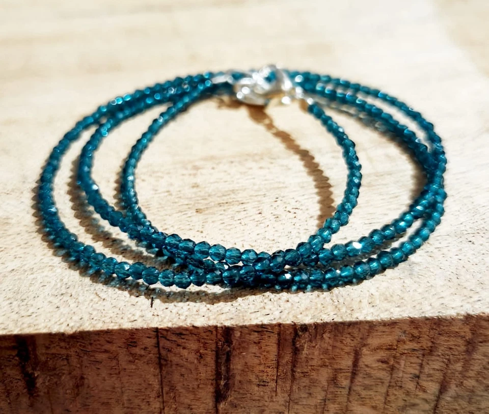 Cuentas de rondelle facetadas de topacio azul, cuentas facetadas de topacio azul Foto 2 de 4