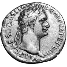 Domitian. AR denarius. 81 - 96 A.D..   Nearly Very Fine..  13619.