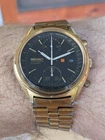 Vintage '76 Seiko 6138-8020 "Gold Panda" Chrono Watch, Orig. Band, Works