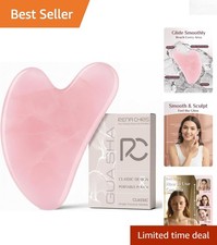 Gua Sha Facial Massage Tool - Pink Rose Quartz for Jawline Sculpting  Skin Care