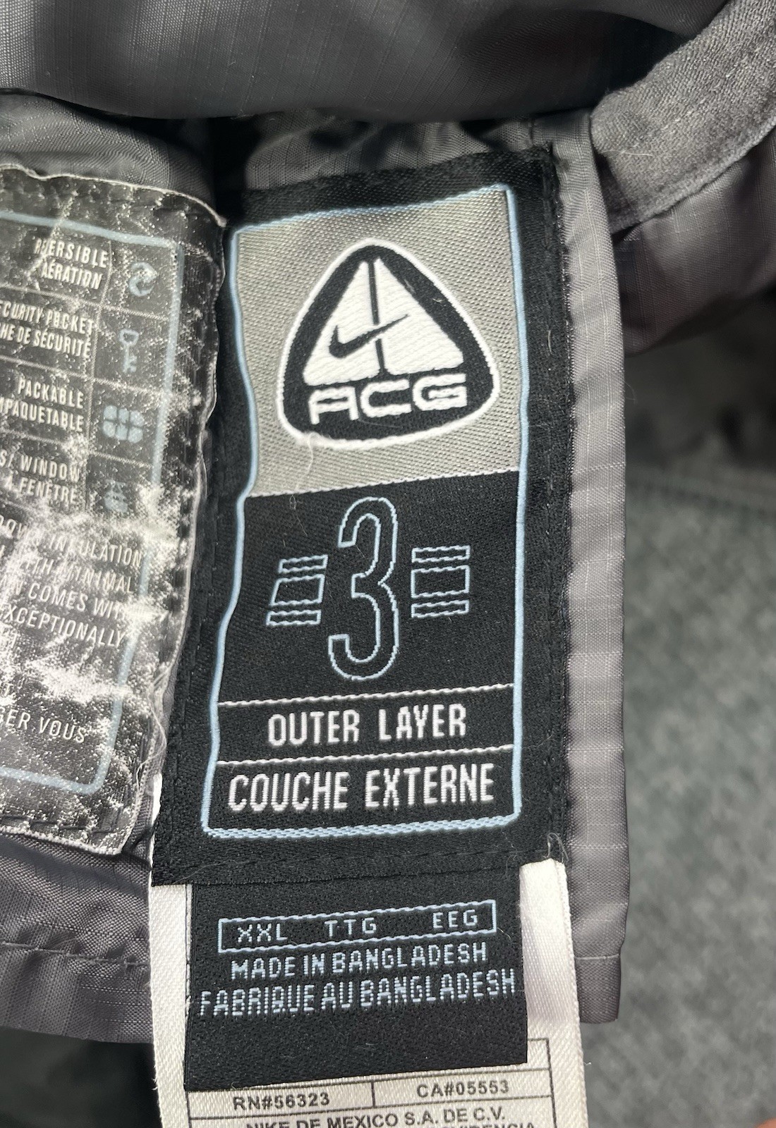 SACAI X NIKE Giacca Nike ACG vintage uomo XXL nero strato 3 piumino cappotto reversibile