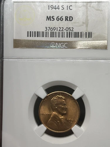 Stunning 1944-S Lincoln Wheat Cent 1c - NGC MS66 RD UNC Uncirculated High Grade 