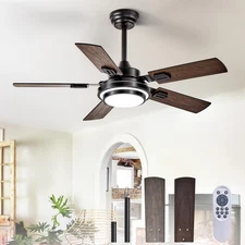42-Inch Ceiling Fan with Light: Walnut Ceiling Fans with 5 Blades Dual Finish...