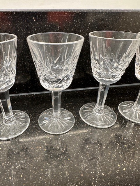 8 Vintage Marked Waterford Ireland Cut Crystal Lismore 3.5" Apertif Cordials