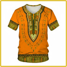 Mens Short Sleeve Shortline African Dashiki Dress Shirt Ethnic Totem Print Tops