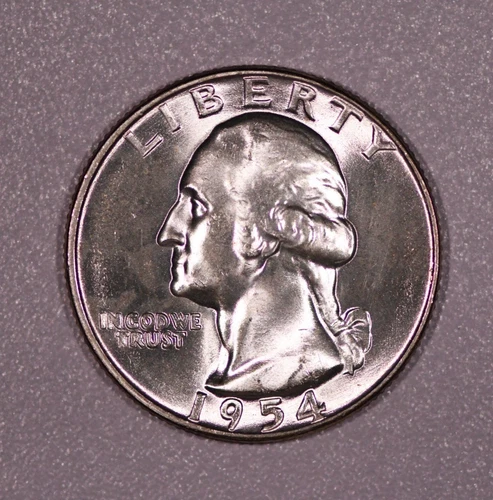 1954-P "Washington" Silver Quarter-Dollar Coin, Mint State Condition